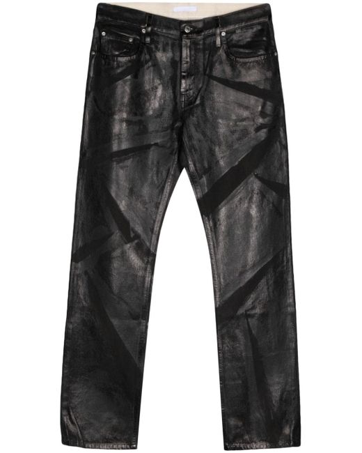 Helmut Lang foil-print low-rise straight-leg jeans