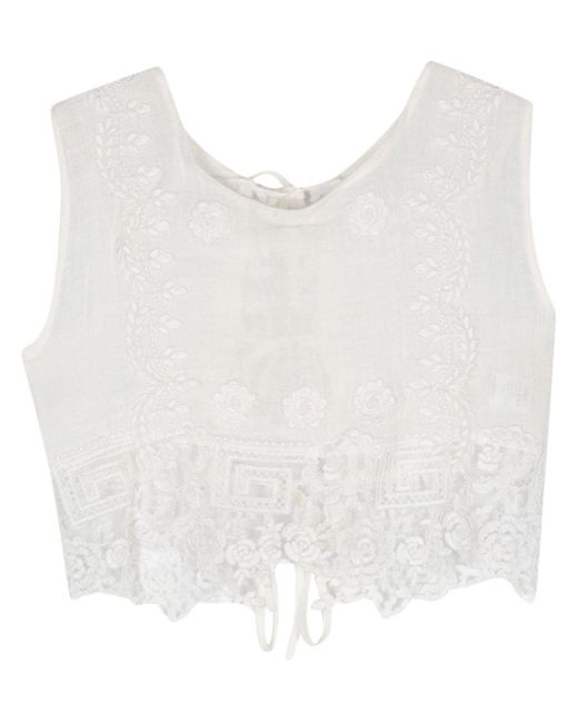 Maurizio Mykonos corded-lace cropped blouse