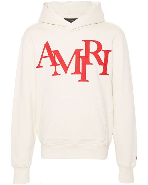 Amiri Staggered logo-appliqué cotton hoodie
