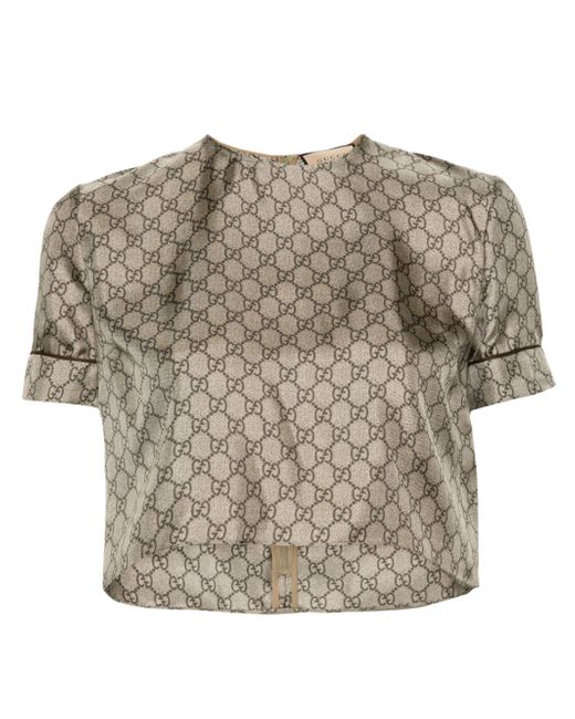 Gucci GG Supreme-print silk top