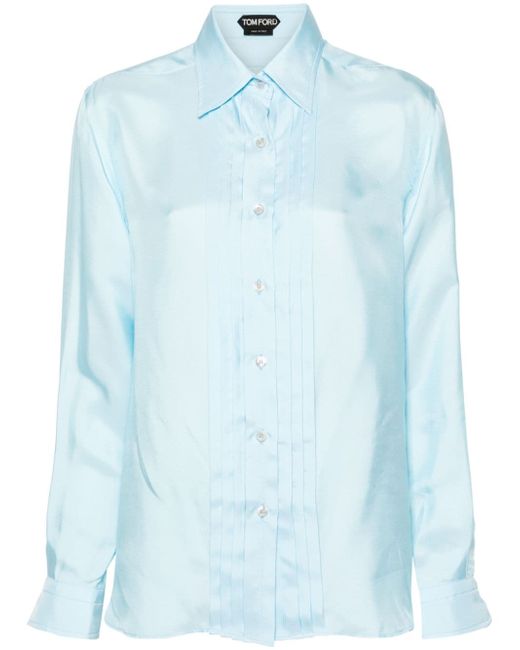 Tom Ford pleat-detailing silk blend shirt