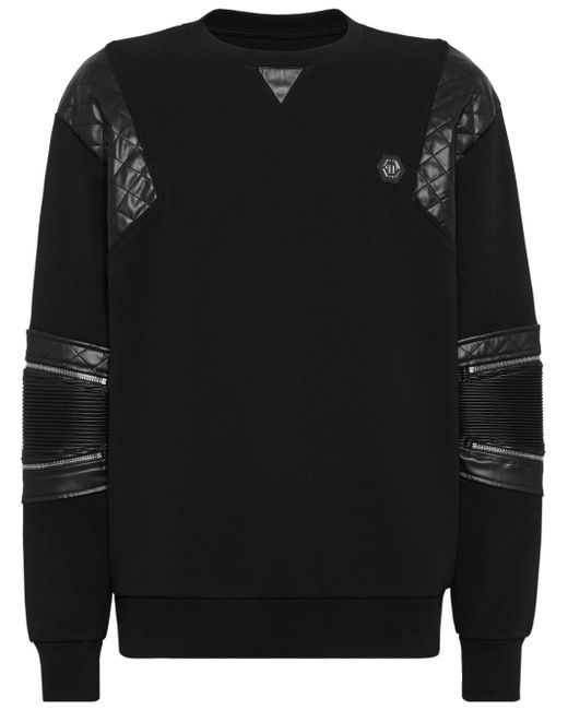 Philipp Plein diamond-quilt panelled sweatshirt