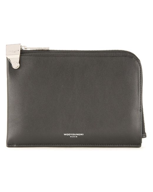 Wooyoungmi logo print zipped wallet Leather