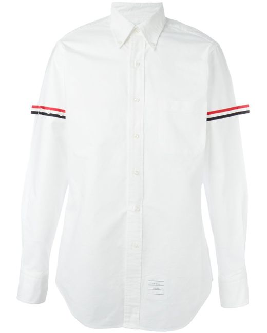 Thom Browne Long Sleeve Shirt With Grosgrain Armbands In Oxford