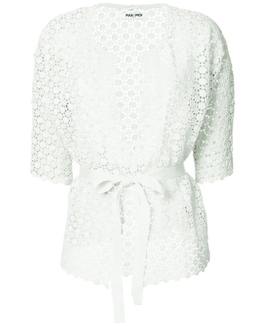 Max & Moi openwork lace belted cardigan
