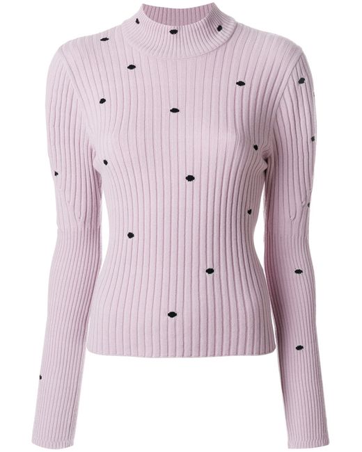 Giambattista Valli spotted ribbed turtleneck sweater Polyester/Viscose/Virgin