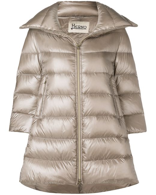 Herno padded zipped coat Nude Neutrals
