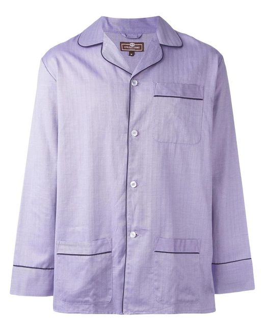 Otis Batterbee lilac herringbone pyjama set Medium Cotton