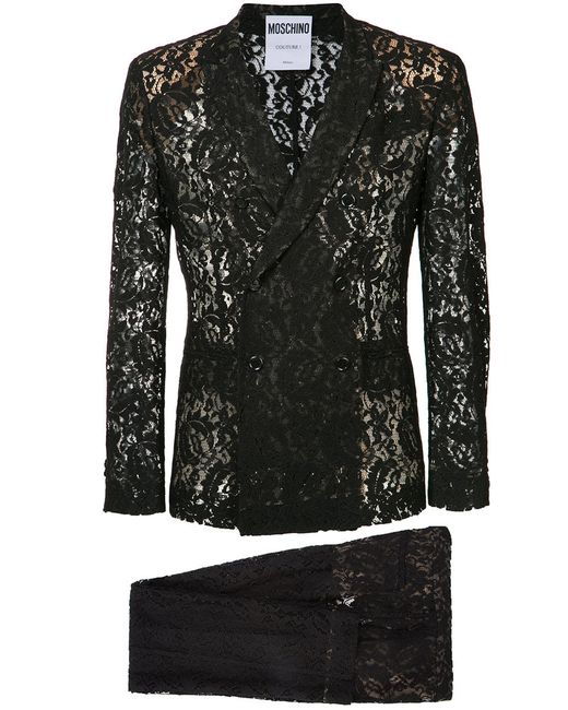Moschino sheer lace double breasted suit