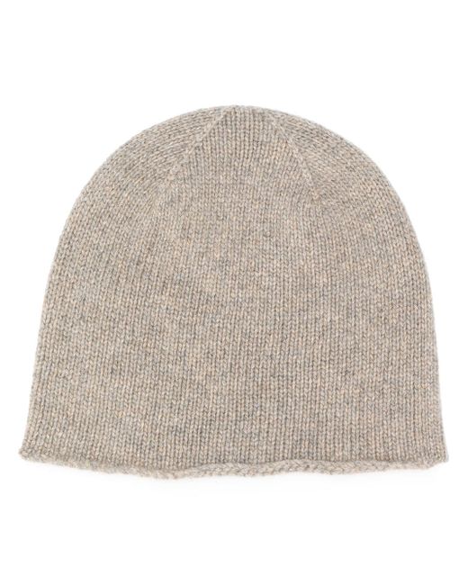 Pringle Of Scotland Lion Emblem Beanie In Taupe Nude
