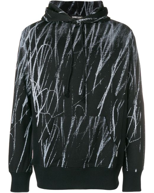 Sankuanz chalk style scribble print hoodie