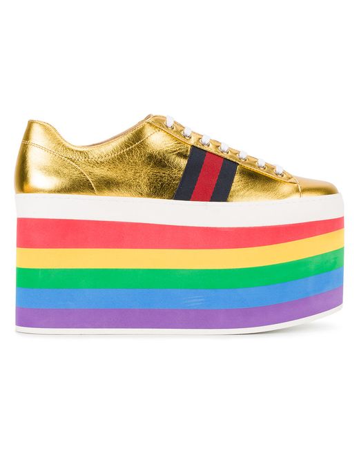 Gucci Rainbow Sole Lace-Up Flatform Trainers