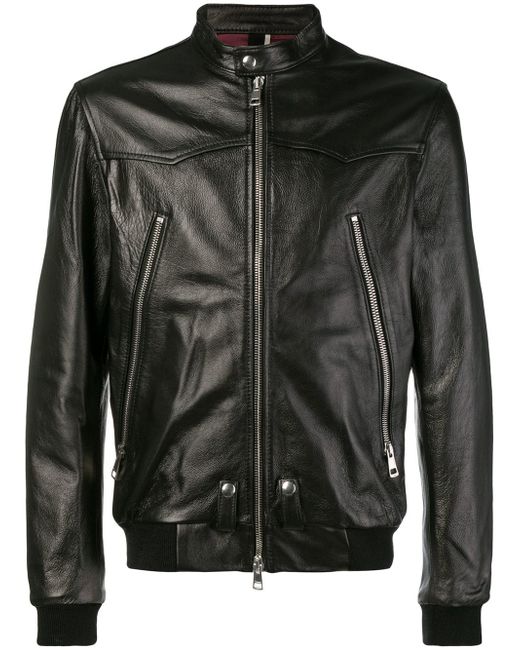 Low Brand front zip leather jacket
