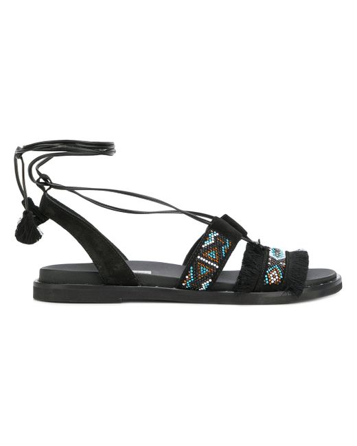 Tosca Blu rhinestone embellished ankle tie sandals