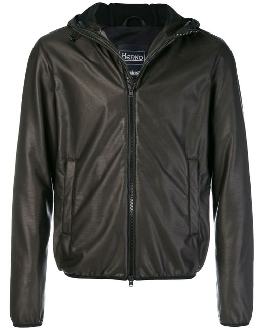 Herno hooded faux leather jacket