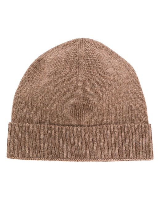 Pringle Of Scotland Ribbed Beanie In Taupe