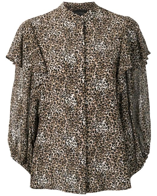 Saloni leopard print ruffled shirt