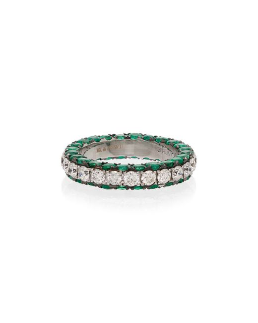 Shay 18kt diamond and emerald 3 Sided Eternity ring
