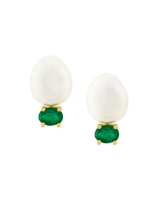 Wouters & Hendrix 18kt pearl and emerald stud earrings