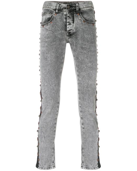 Frankie Morello studded stripe skinny jeans