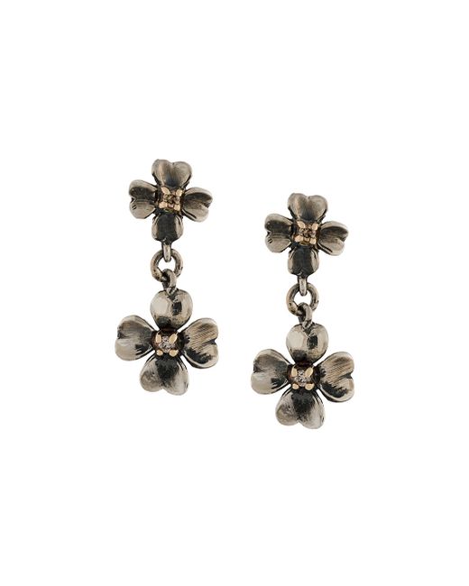 Ugo Cacciatori 9kt and diamond tiny clover earrings