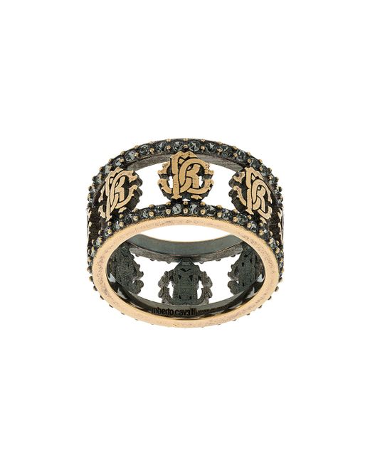 Roberto Cavalli embellished logo ring