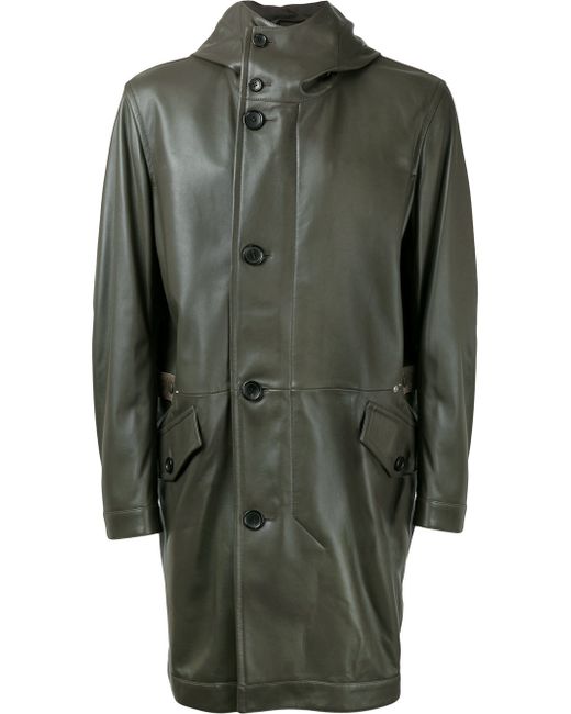 Cerruti 1881 hooded leather coat