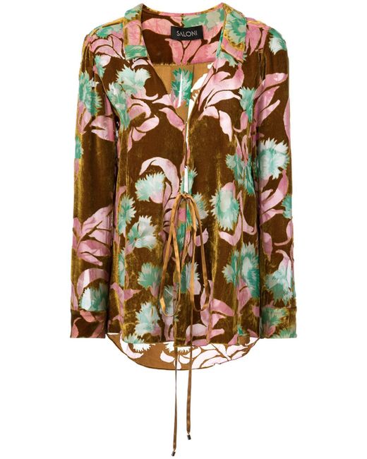 Saloni textured floral print shirt