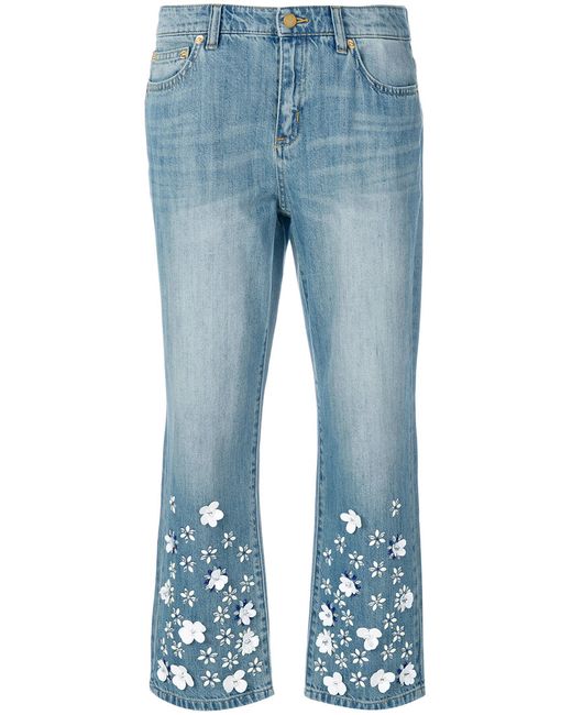 Michael Kors flower embellished cropped jeans