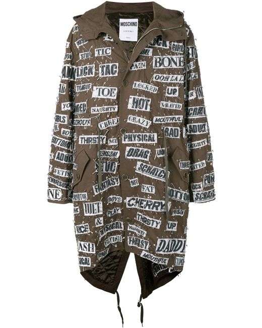 Moschino safety pin hooded parka