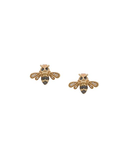 Sydney Evan 14kt diamond and sapphire bumble bee stud earrings