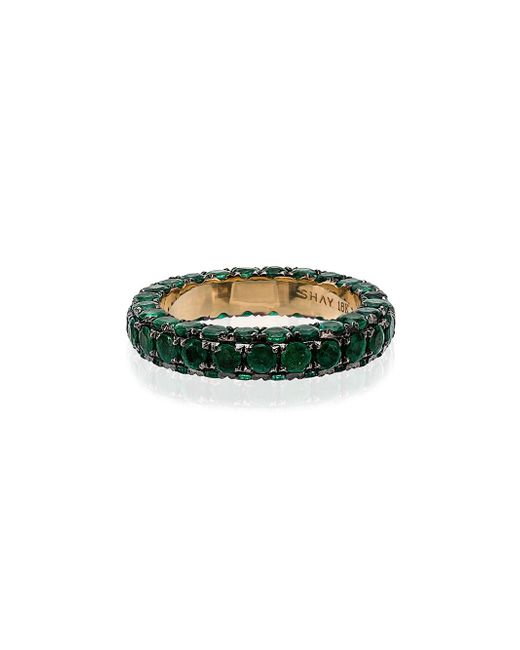 Shay and yellow gold 3 side emerald ring