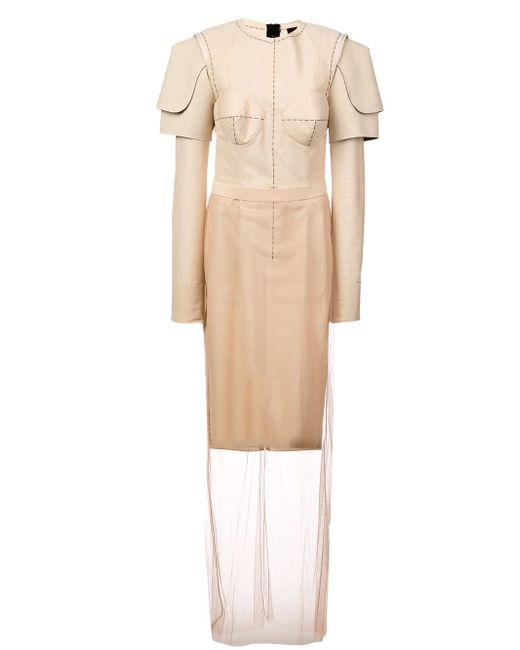 Vera Wang structured shoulders layered dress Nude Neutrals