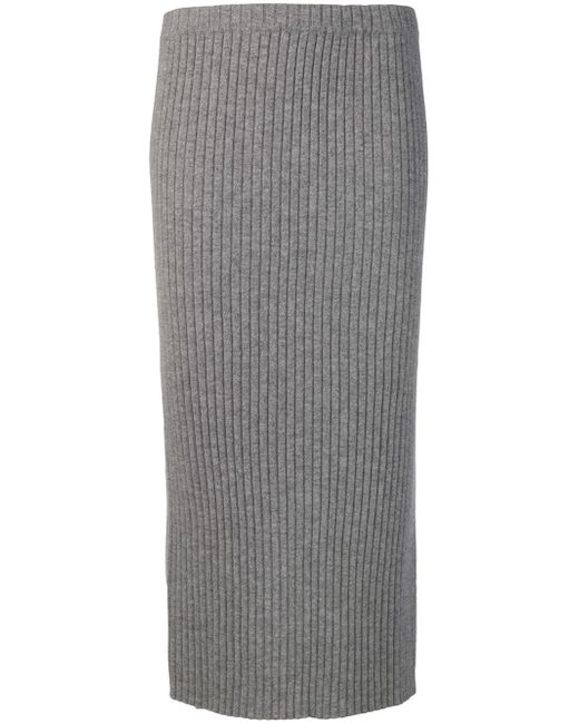 Allude ribbed knit midi skirt