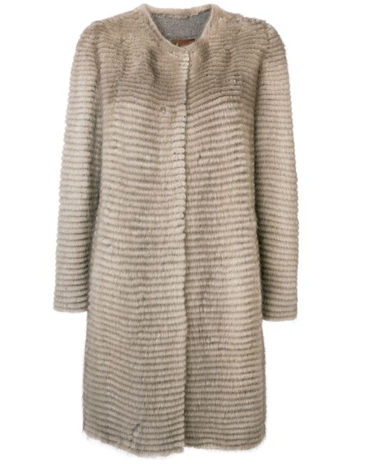 Liska collarless mid-length coat Nude Neutrals