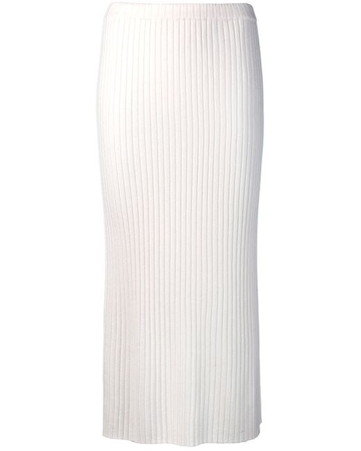 Allude ribbed knit midi skirt