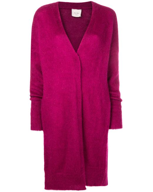 Alysi long fitted cardigan Pink Purple