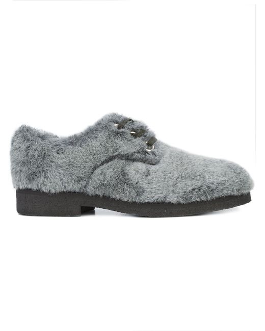 Hender Scheme lace-up fur slippers