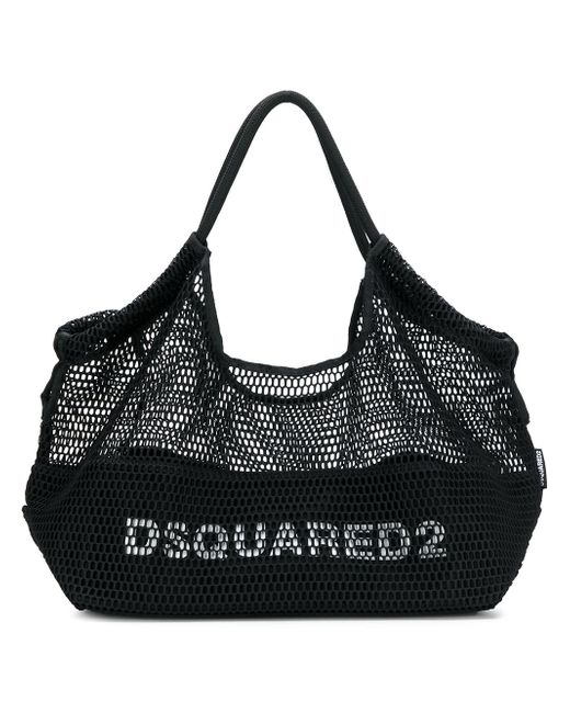 Dsquared2 logo fishnet tote bag