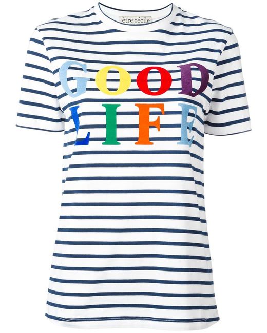 Être Cécile good life print striped T-shirt Medium