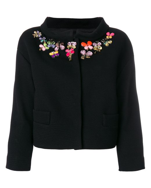 Boutique Moschino embellished neck crooped jacket