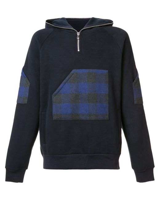 Mostly Heard Rarely Seen plaid zipped neck hoodie