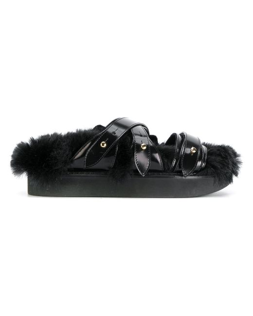 Simone Rocha faux fur lined strappy sandals