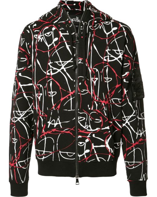 Haculla abstract motif zipped hoodie