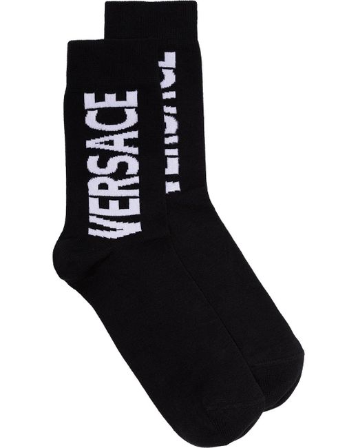 Versace white logo printed socks