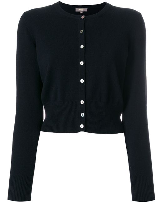 N.Peal cropped contrast button cardigan