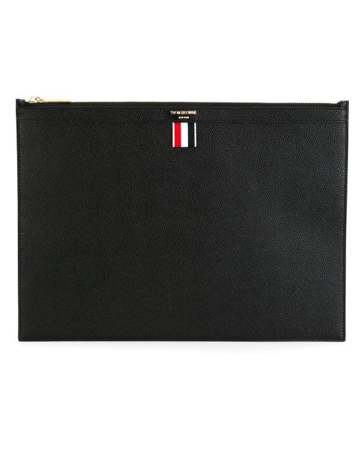 Thom Browne Zippered Document Holder In Pebble Grain