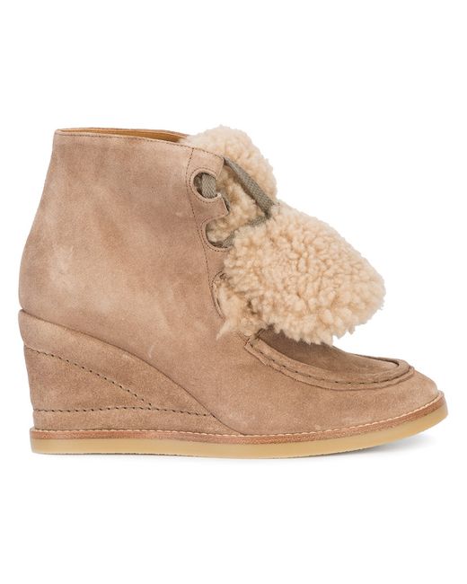 Chloé Peggy shearling wedge boots