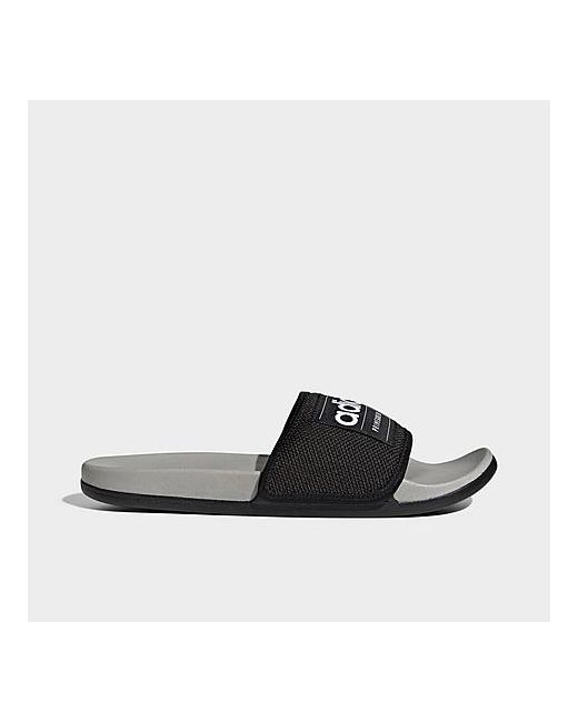 Adidas Adilette Printed Comfort Slide Sandals in Black/Black