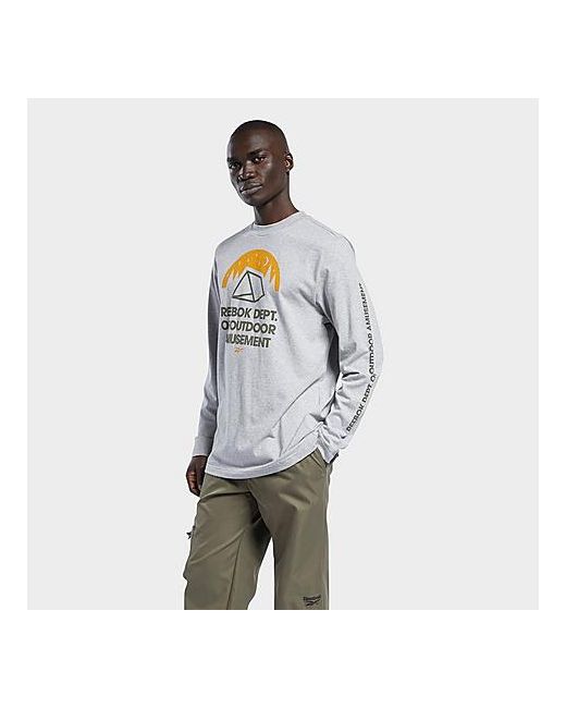 Reebok Classics Camping Graphic Long-Sleeve T-Shirt in Grey 100 Cotton/Jersey